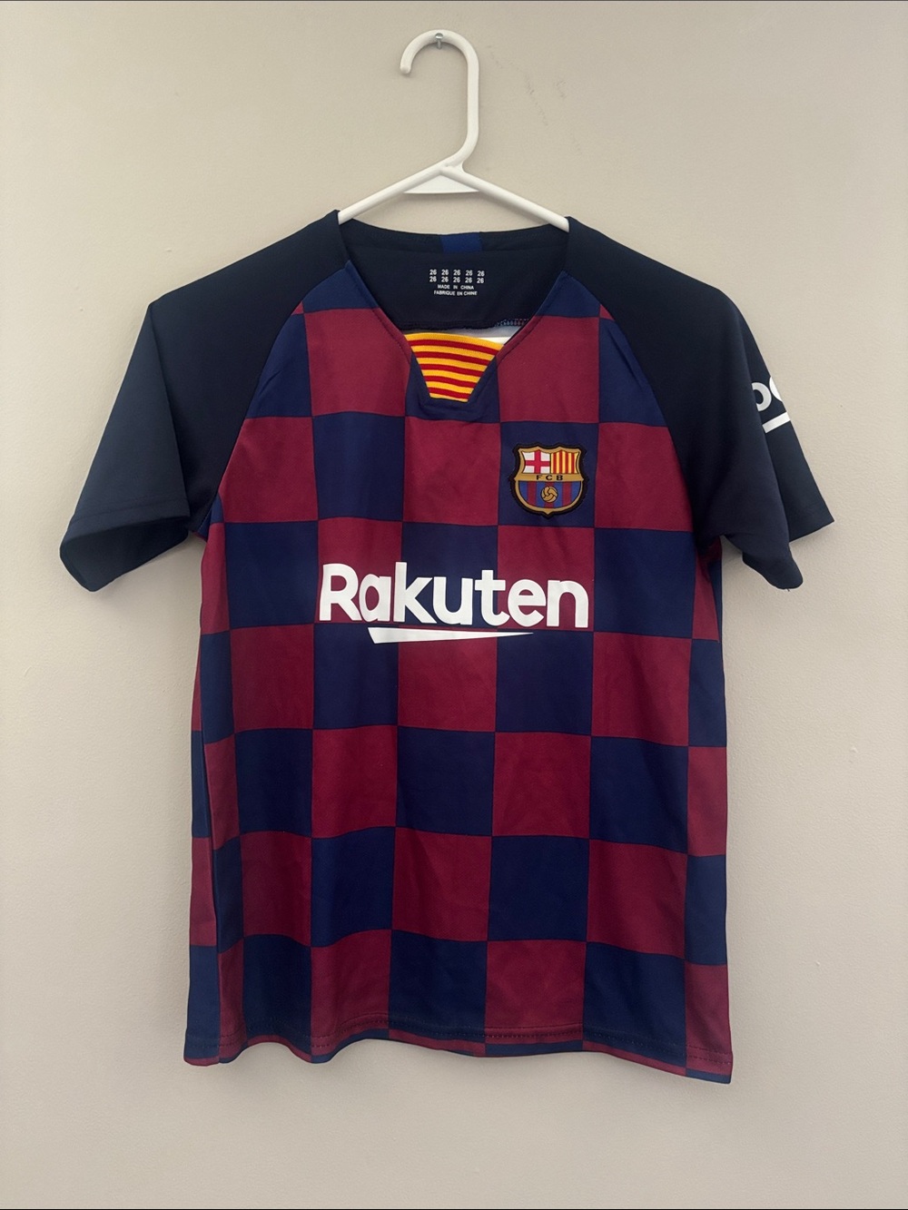 FC Barcelona Kids' Checkerboard Soccer Jersey - Blue & Maroon